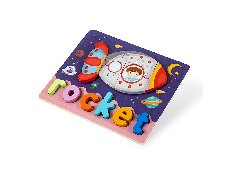 Wooden 3D Puzzle Of Rocket English Words