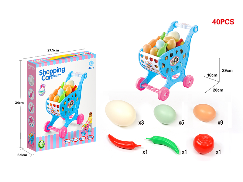 Shopping Cart + Eggs Vegetables 40PCS