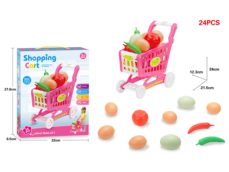 Shopping Cart + Eggs Vegetables 24PCS