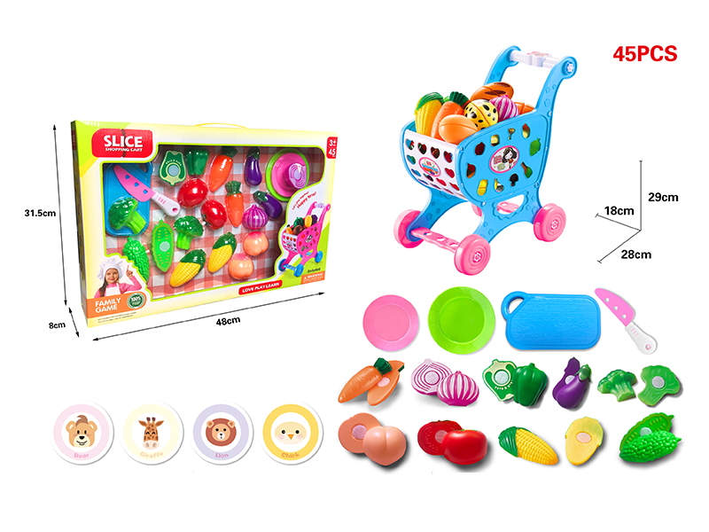 Shopping Cart + Cutting Vegetables Set 45pcs