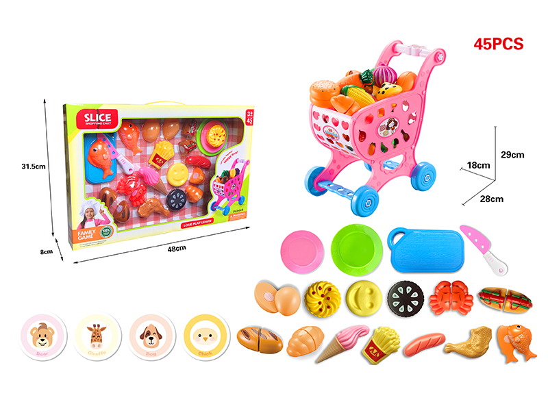 Shopping Cart + Cutting Foods Set + Blown Foods 45pcs