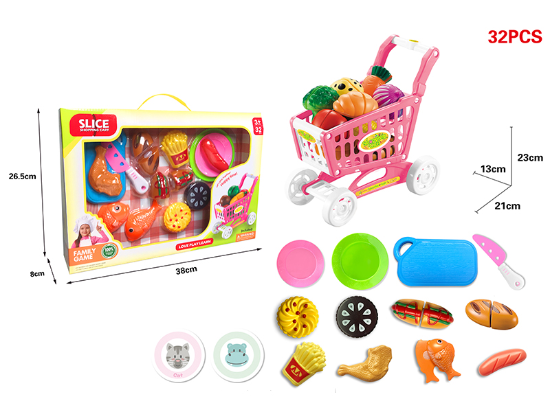 Shopping Cart + Cutting Foods Set 32pcs
