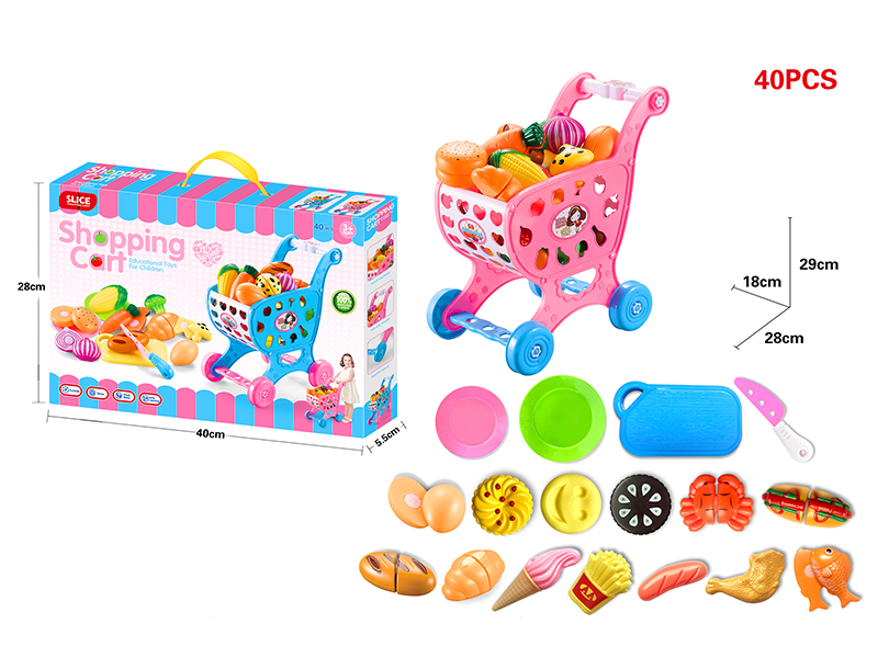 Shopping Cart + Cutting Foods Set 40pcs