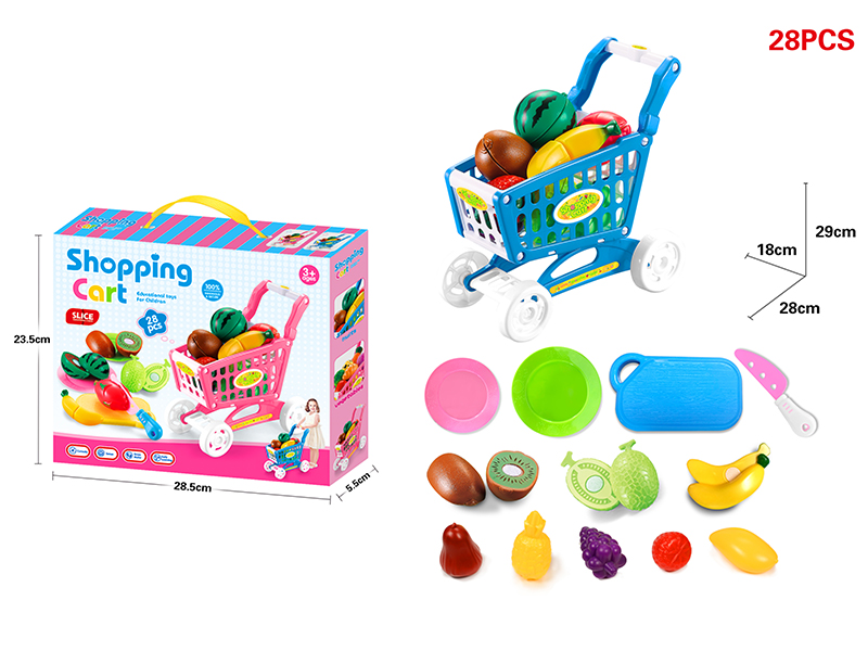 Shopping Cart + Cutting Fruits Set 28pcs