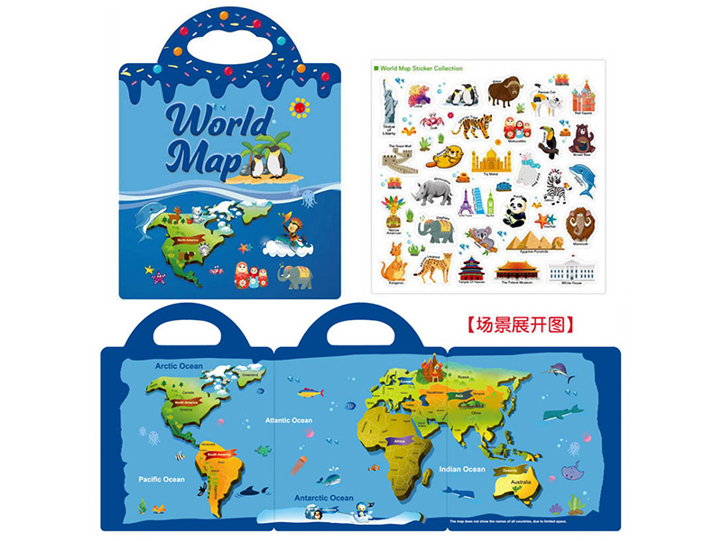 DIY Funny Sticker Quiet Book - World Map