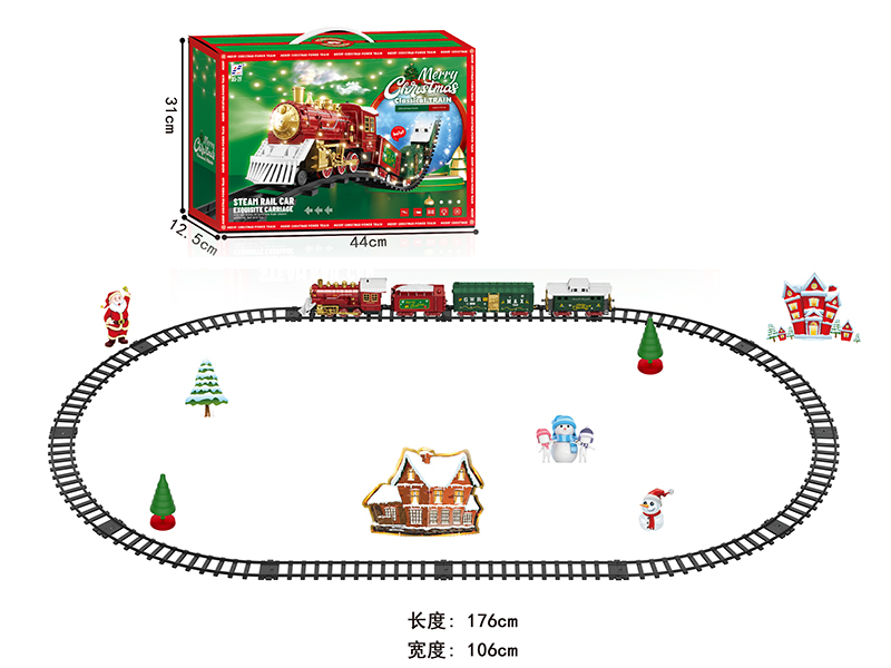 B/O Steam Christmas Rail Car With Light And Music