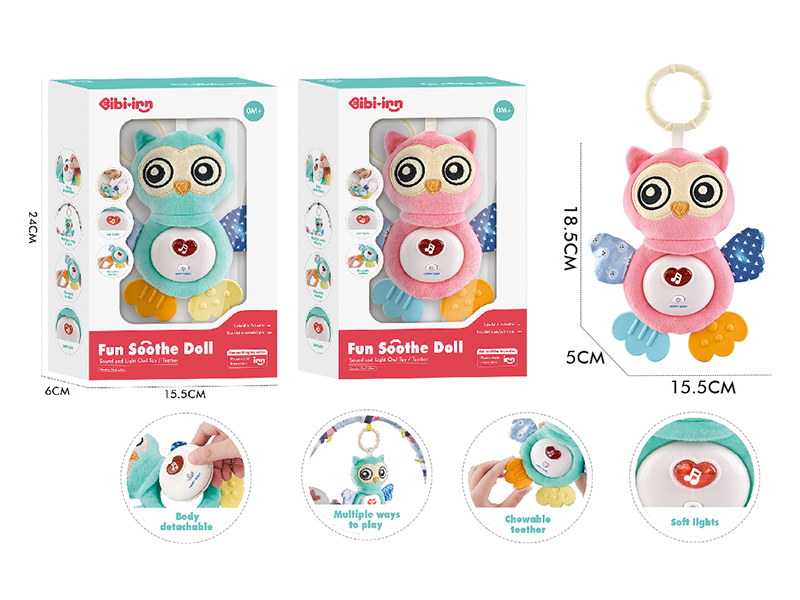 Fun Soothe Doll Sound And Light Owl Toy/Teether(Blue, Pink)
