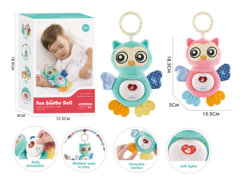 Fun Soothe Doll Sound And Light Owl Toy/Teether(Blue, Pink)