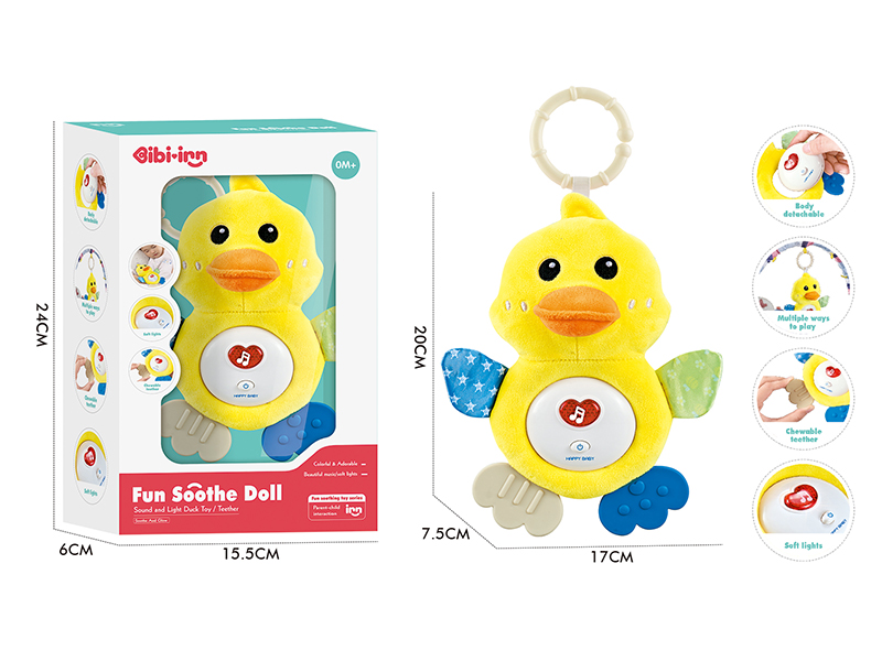 Fun Soothe Doll Sound And Light Duck Toy/Teether (Yellow)