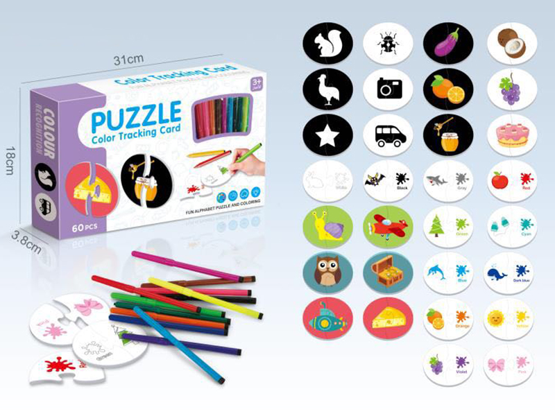 Color Tracking Card Painting Puzzle And Coloring