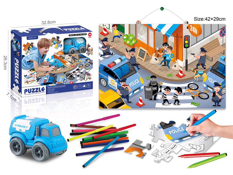 Police Painting Puzzle + Police Car