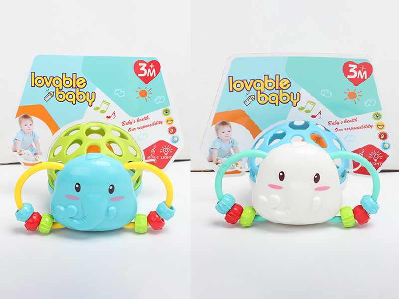 Elephant Soft Plastic Baby Rattle(Light & Music)