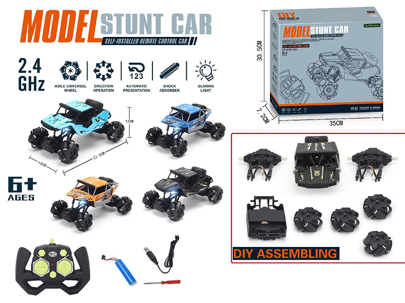 2.4G Remote Control DIY Assembly Alloy Stunt Car(Mecanum Wheel )