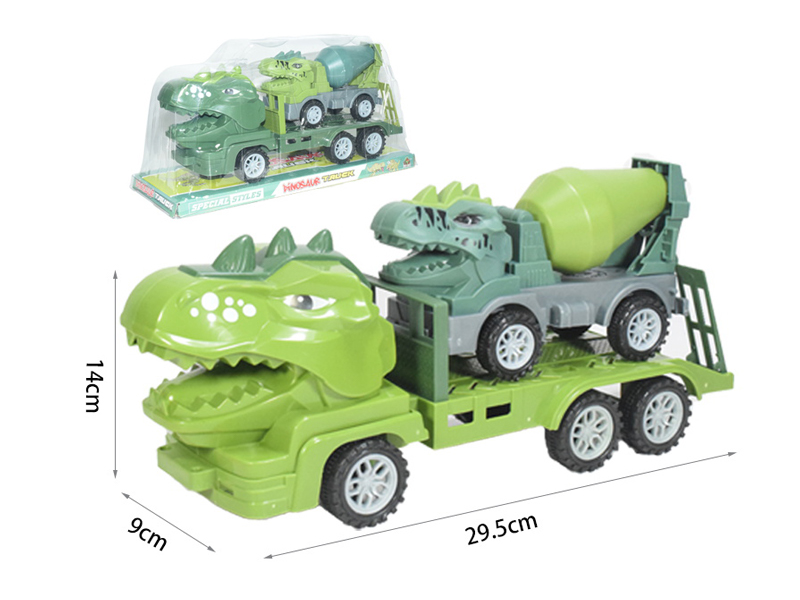 Friction Dinosaur Trailer With Dinosaur Cement Truck