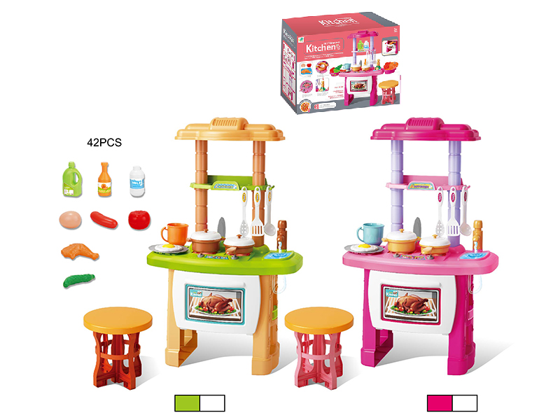 Kitchen Set With Chair (Sound And Light, Circulation Water)42pcs