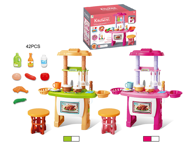 Kitchen Set With Chair (Sound And Light, Circulation Water)42pcs