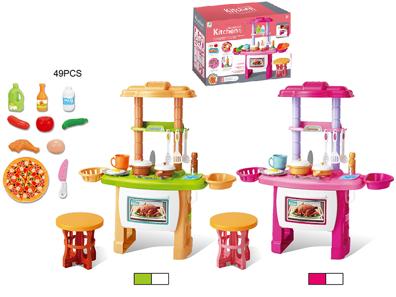 Kitchen Set With Chair (Sound And Light, Circulation Water)49pcs