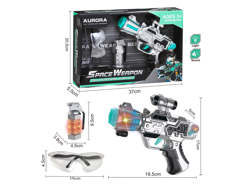 Spray Paint Space Gun With Sound And Light, Sound And Light Grenade, Glasses