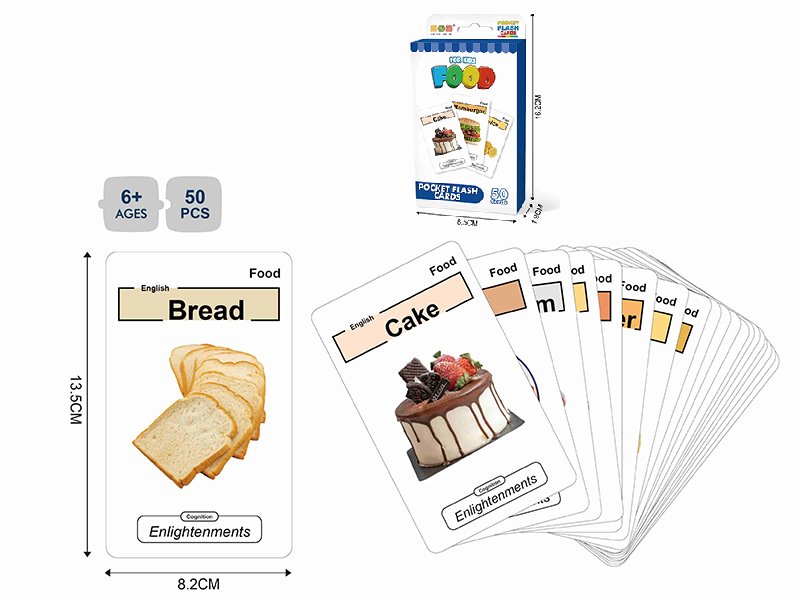 Pocket Flash Cards 50PCS - Food