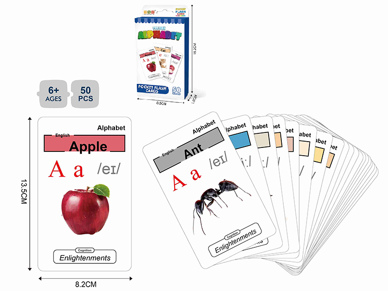 Pocket Flash Cards 50PCS - Alphabet