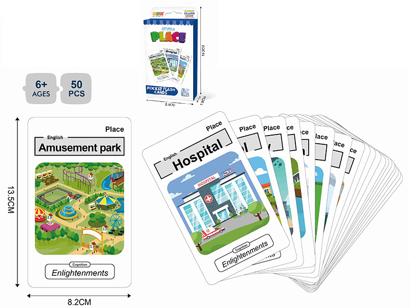 Pocket Flash Cards 50PCS - Place