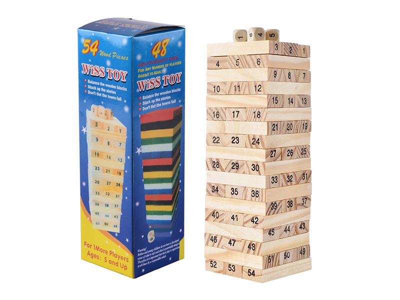 54Pcs Wooden Digital Children'S Puzzle Building Blocks (Medium)