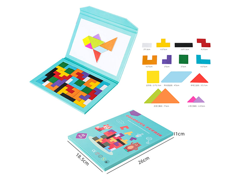 Wooden Tetris Magnetic Tangram Building Block