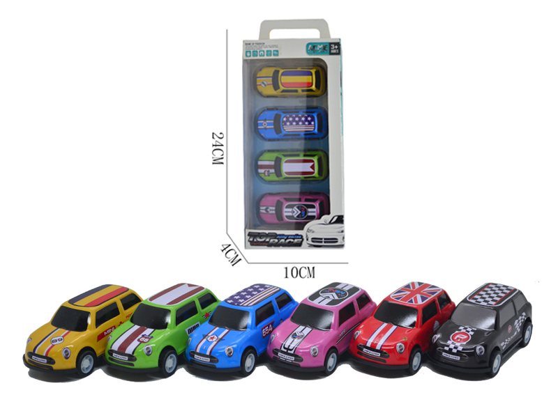 4Pcs 1:64 Alloy Sheet Iron Pull Back Car