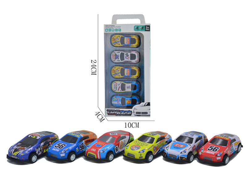 5Pcs 1:64 Alloy Sheet Racing Pull Back Car