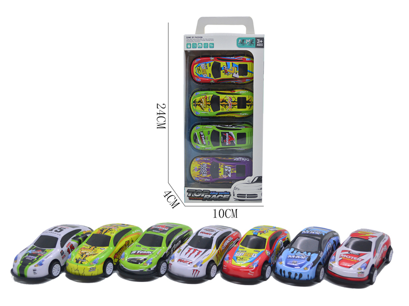 4Pcs 1:48 Alloy Sheet Racing Pull Back Car