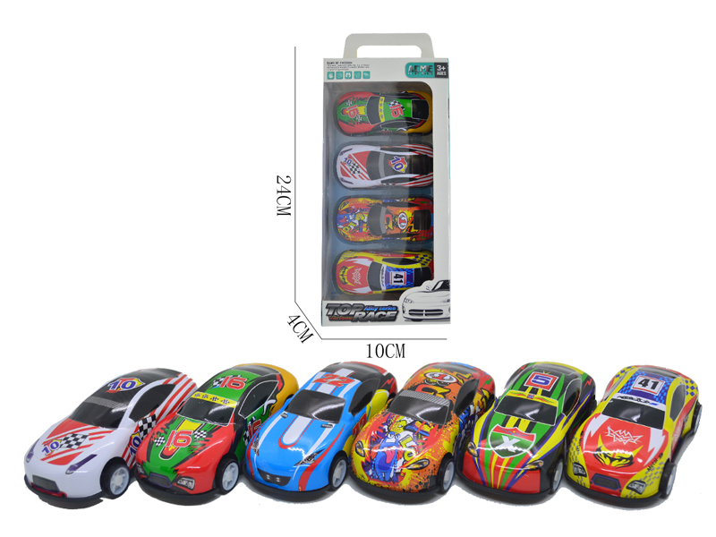 4Pcs 1:56 Alloy Iron Racing Pull Back Car