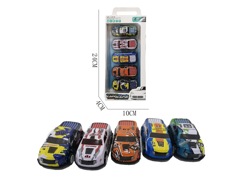 5Pcs 1:64 Alloy Sheet Racing Pull Back Car