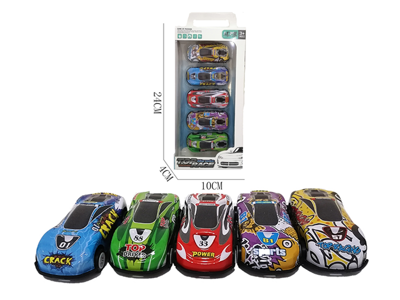 5Pcs 1:64 Alloy Sheet Racing Pull Back Car