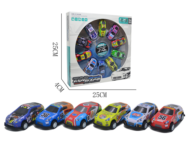 10Pcs 1:64 Alloy Sheet Racing Pull Back Car