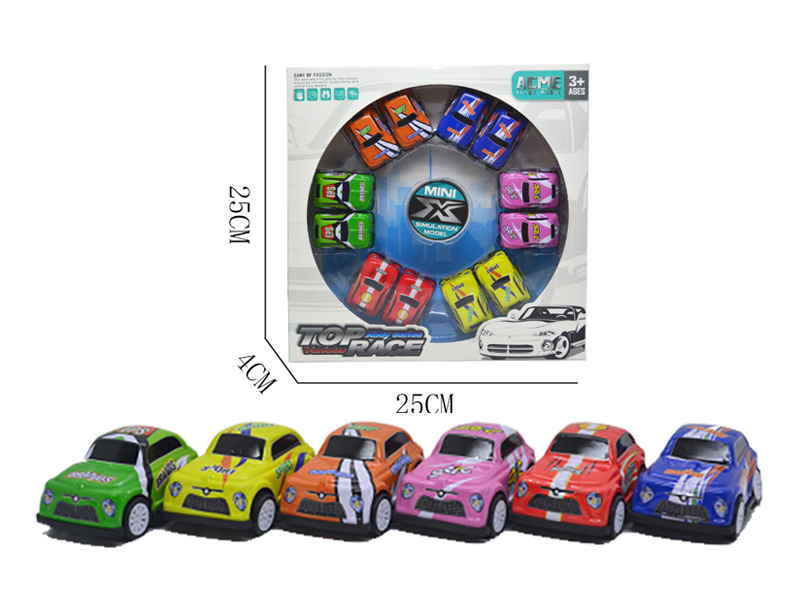 12Pcs 1:64 Alloy Sheet Q Pull Back Car