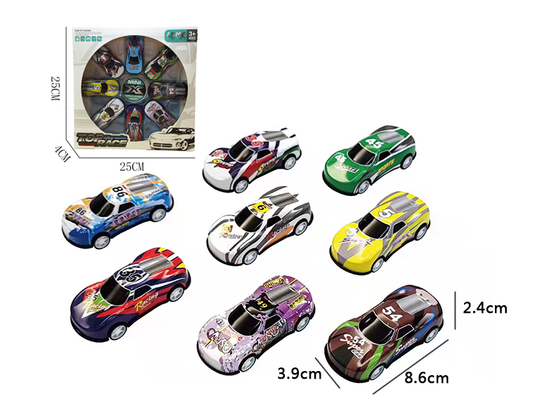 8Pcs 1:56 Alloy Sheet Racing Pull Back Car