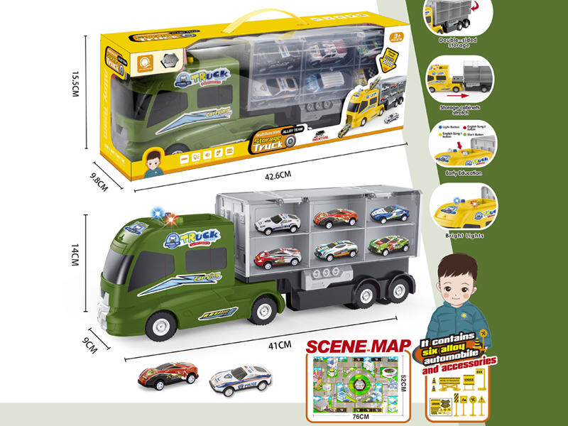 B/O Friction Military Green Storage Truck