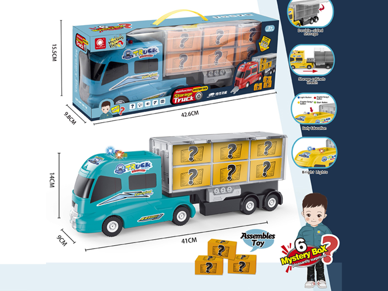 B/O Friction Light Blue Storage Truck