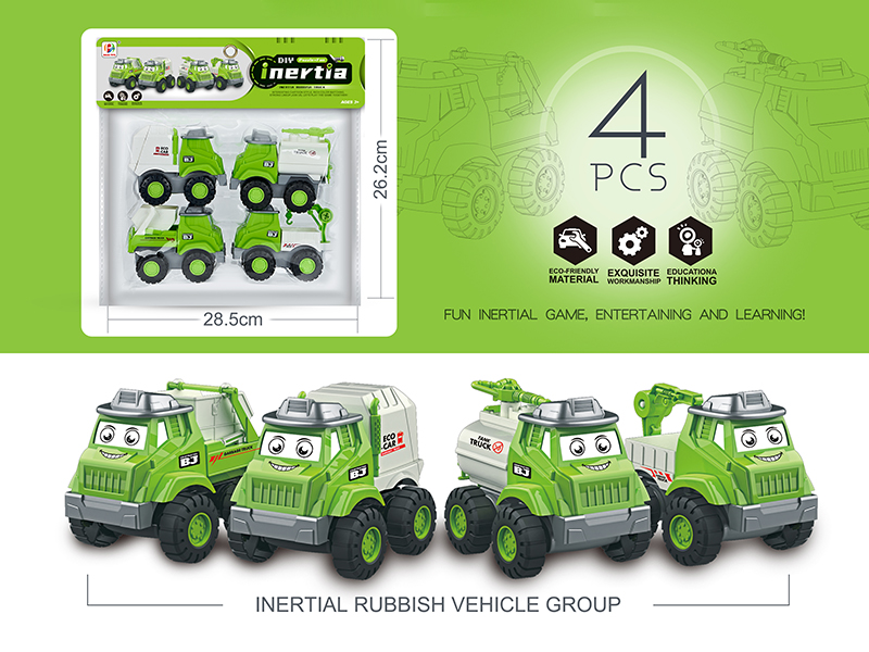 Friction Sanitation Truck 4pcs