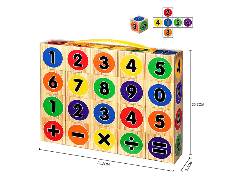 EVA Wood Grain Number And Arithmetic Symbol Building Blocks 20PCS
