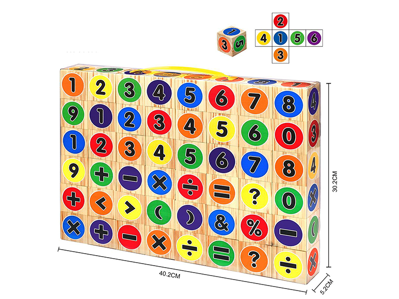 EVA Wood Grain Number And Arithmetic Symbol Building Blocks 48PCS