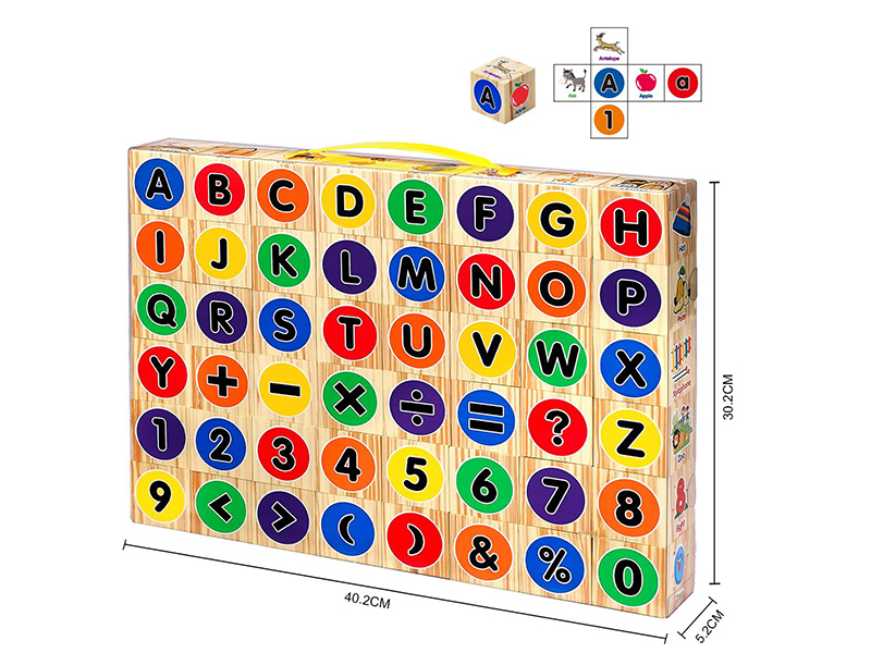 EVA Wood Grain Letters And Numbers Building Blocks 48PCS