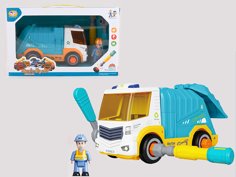 Manual Disassembly And Assembly Music Pull Back Sanitation Truck