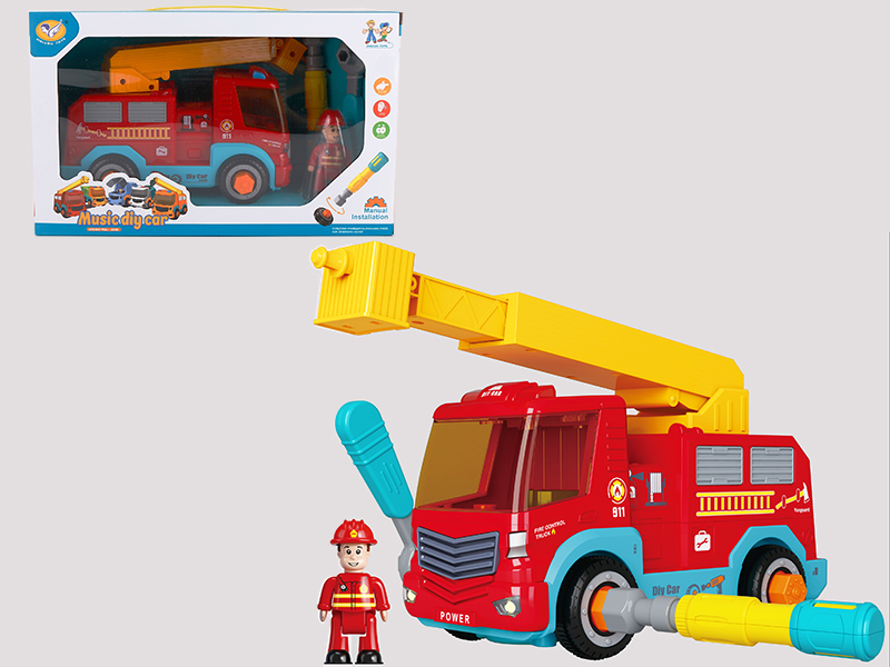 Manual Disassembly And Assembly Music Pull Back Fire Engine