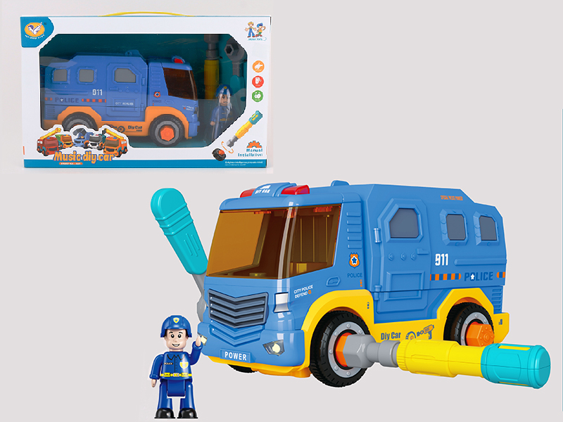 Manual Disassembly And Assembly Music Pull Back Police Car