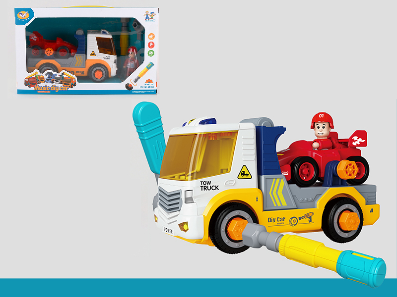 Manual Disassembly And Assembly Music Tow Truck(With Equation Car)