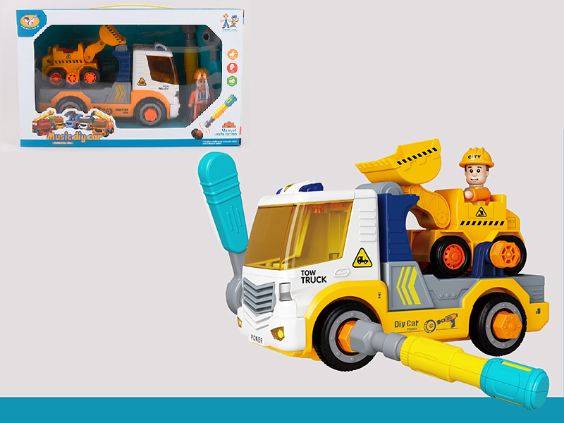 Manual Disassembly And Assembly Music Tow Truck(With Bulldozer)