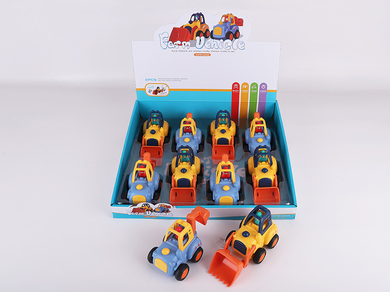 Cartoon Friction Farm Vehicle (Bulldozer,Excavator)8pcs