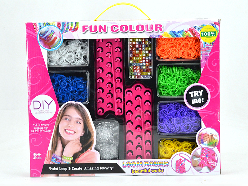DIY Colorful Rubber Band Bracelet (2400pcs + 2 Weavers)