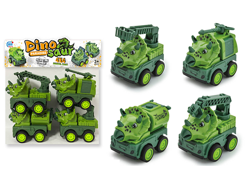 4PCS Friction Dinosaur Fire Truck